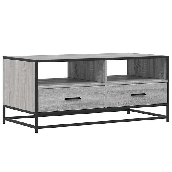 vidaXL Τραπεζάκι Σαλονιού Γκρι Sonoma 100x50x45 εκ Επεξ Ξύλο + Μέταλλο