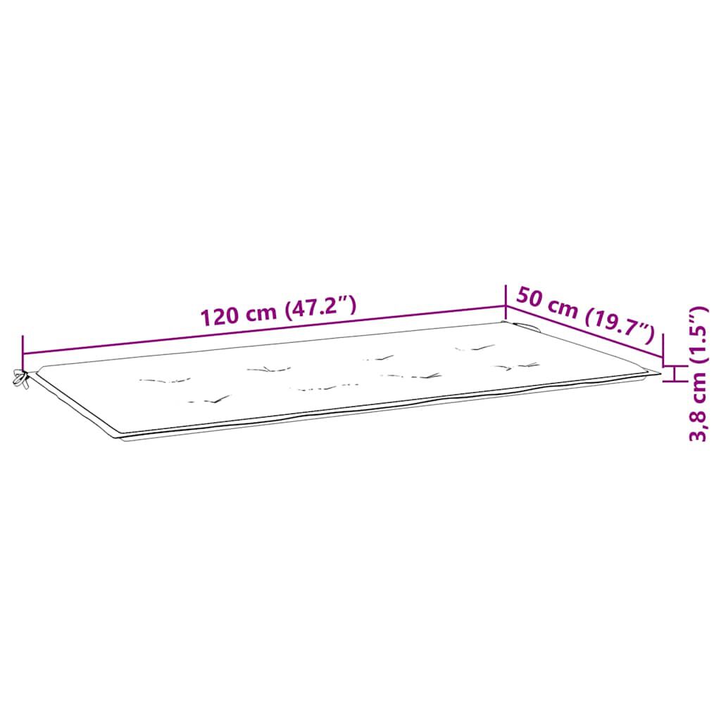vidaXL Μαξιλάρι Πάγκου Κήπου Μπλε&Λευκό Ριγέ 120x50x4 εκ.Ύφασμα Oxford