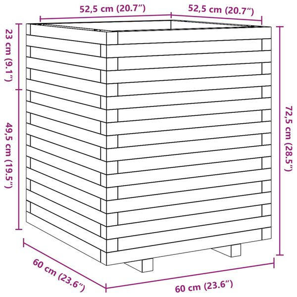 vidaXL Ζαρντινιέρα Κήπου 60x60x72,5 εκ. από Εμποτισμένο Ξύλο Πεύκου