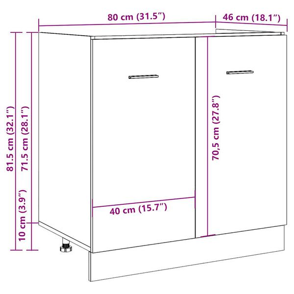 vidaXL Ντουλάπι Νεροχύτη Lyon Παλιό Ξύλο 80x46x81,5 εκ. Μοριοσανίδα
