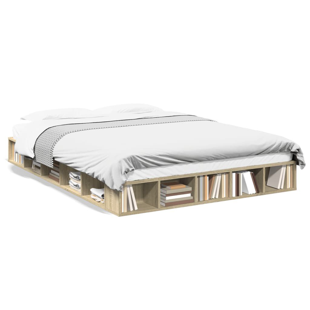 vidaXL Πλαίσιο Κρεβατιού Sonoma Δρυς 140x200 εκ. Επεξεργασμένο Ξύλο