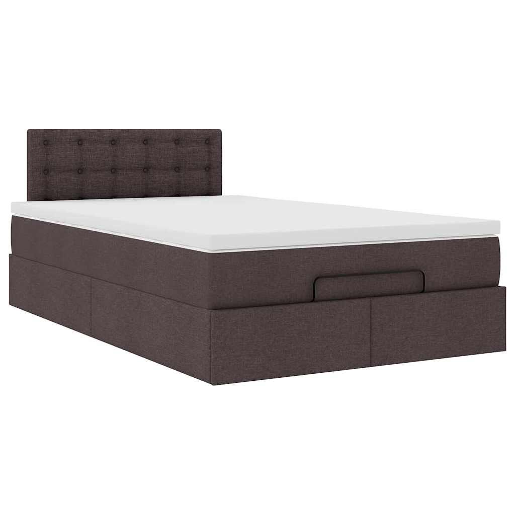 vidaXL Ottoman Κρεβάτι με Στρώμα Σκούρο Καφέ 120x200cm Ύφασμα