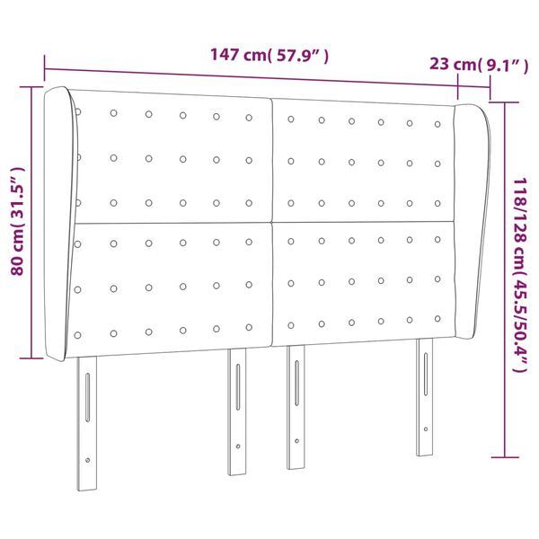 vidaXL Κεφαλάρι με Πτερύγια Σκούρο Μπλε 147x23x118/128 εκ.Βελούδινο