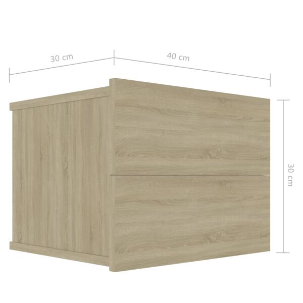 vidaXL Κομοδίνα 2 τεμ. Sonoma Δρυς 40 x 30 x 30 εκ. από Επεξ. Ξύλο