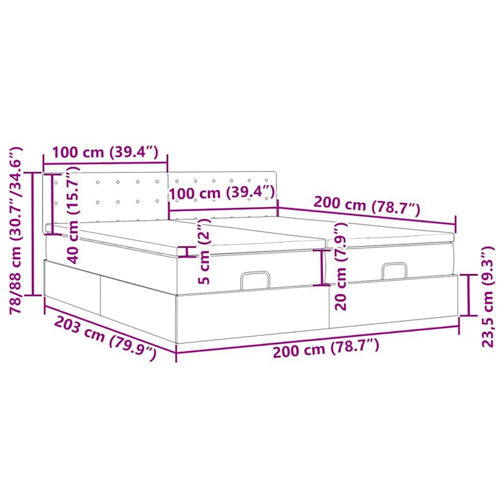 vidaXL Οθωμανικό κρεβάτι με στρώματα Σκούρο πράσινο 200x200cm Velvet