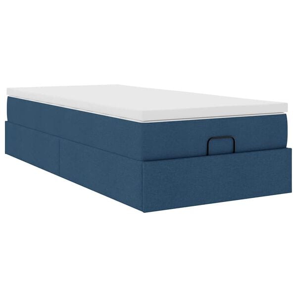 vidaXL Οθωμανικό κρεβάτι με στρώμα μπλε 90x200cm ύφασμα