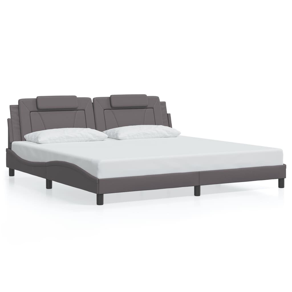 vidaXL Πλαίσιο Κρεβατιού με Κεφαλάρι Γκρι 200x200 εκ. Συνθετικό Δέρμα