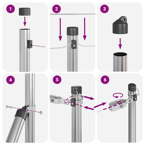 vidaXL Πό posts φράχτη 7 pcs Ασημί Ø32mm 120 εκ Γαλβανισμένος χάλυβας