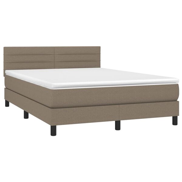 vidaXL &Kappa;&rho;&epsilon;&beta;ά&tau;&iota; Boxspring &mu;&epsilon; &Sigma;&tau;&rho;ώ&mu;&alpha; & LED Taupe 140x200 &epsilon;&kappa;. &Upsilon;&phi;&alpha;&sigma;&mu;ά&tau;&iota;&nu;&omicron;