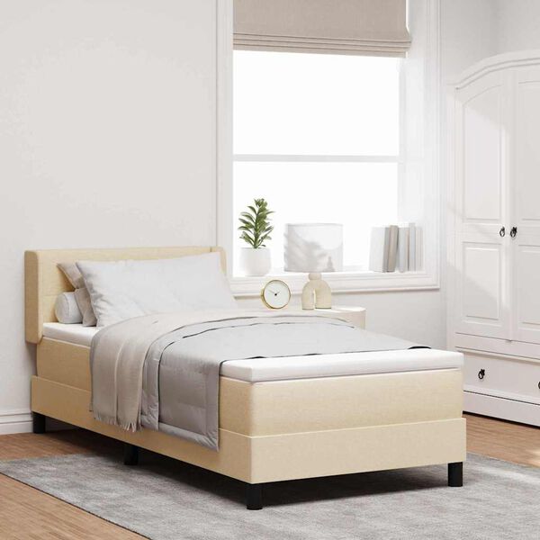vidaXL Κρεβάτι box spring με στρώμα με στρώμα Κρεμ 90 x 190 cm