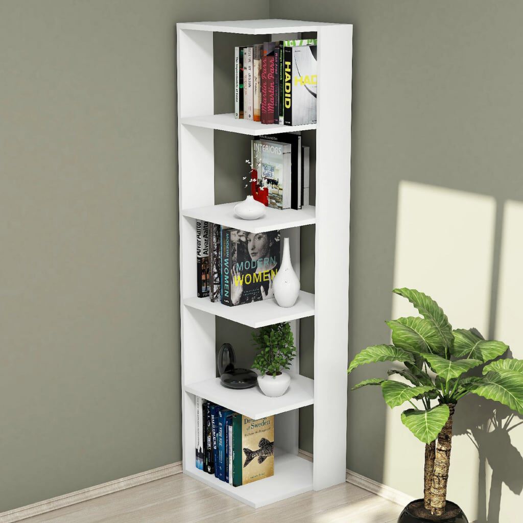 Homemania Βιβλιοθήκη Corner Λευκή 41,8 x 41,8 x 160,8 εκ.