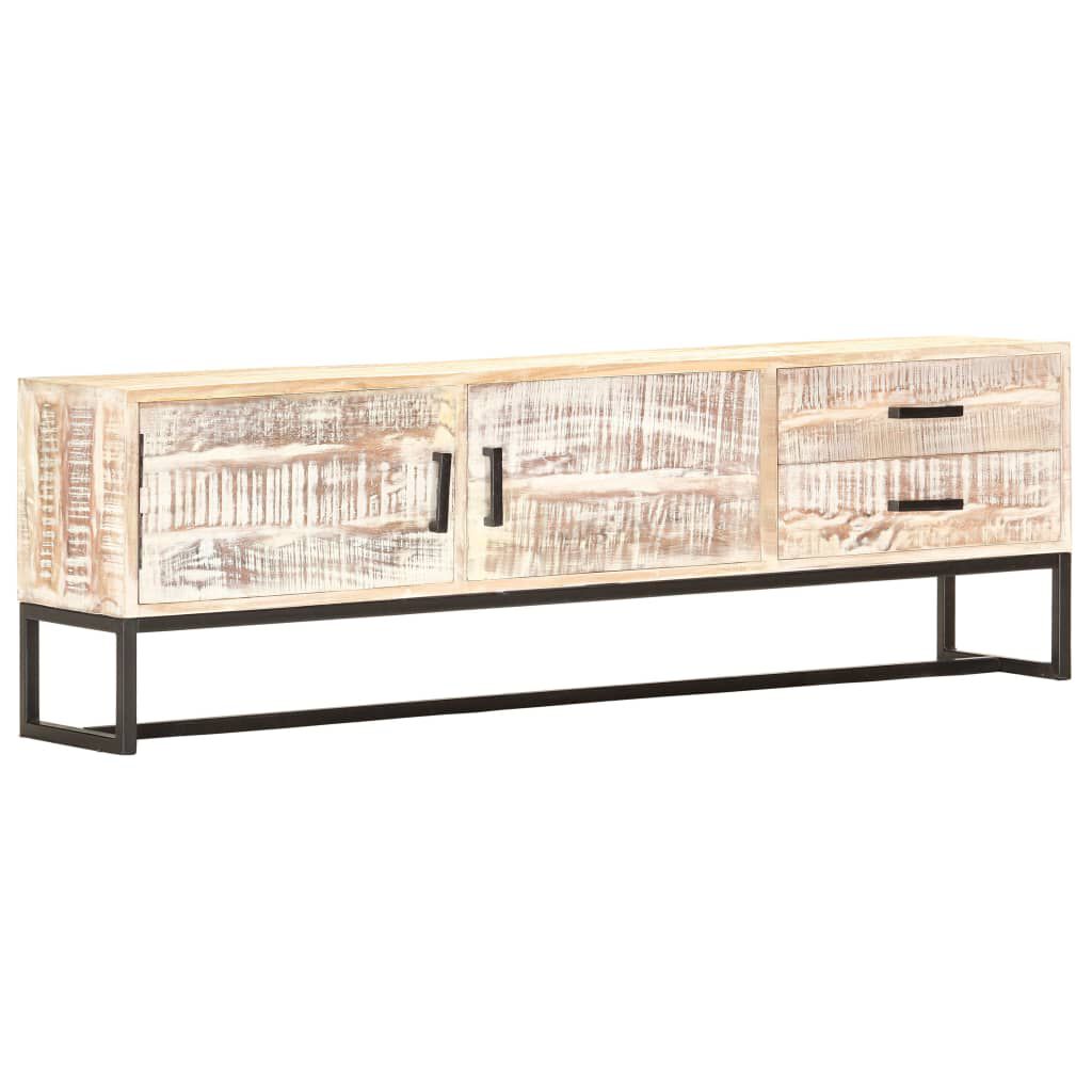 vidaXL Έπιπλο Τηλεόρασης Λευκό 140 x 30 x 45 εκ. Μασίφ Ξύλο Ακακίας
