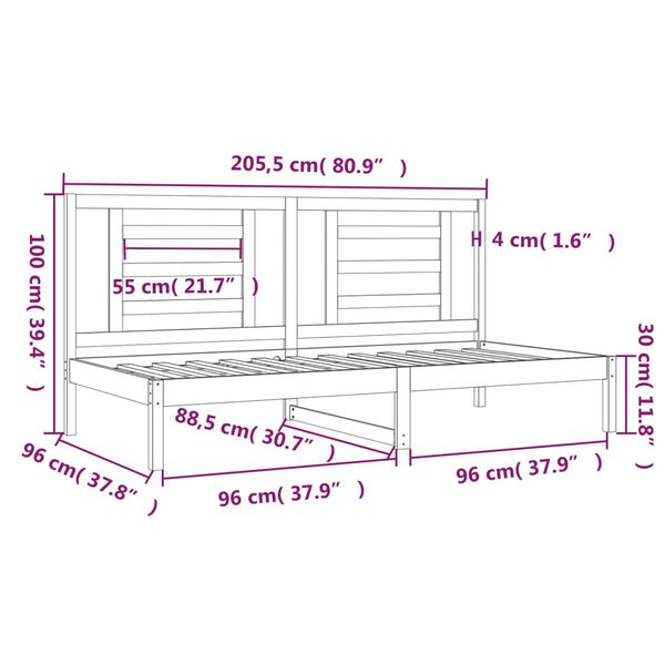 vidaXL Καναπές Κρεβάτι Χωρίς Στρώμα 90x200 εκ. Μασίφ Ξύλο Πεύκου
