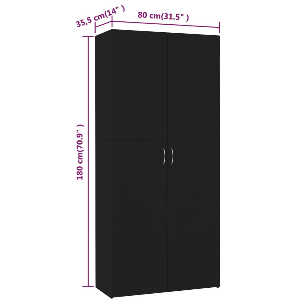 vidaXL Παπουτσοθήκη Μαύρη 80 x 35,5 x 180 εκ. από Επεξ. Ξύλο