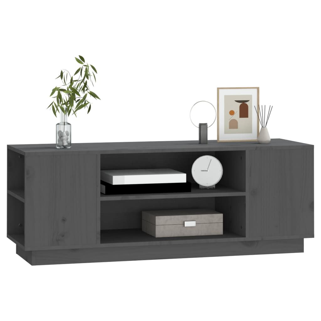 vidaXL Έπιπλο Τηλεόρασης Γκρι 110x35x40,5 εκ. από Μασίφ Ξύλο Πεύκου