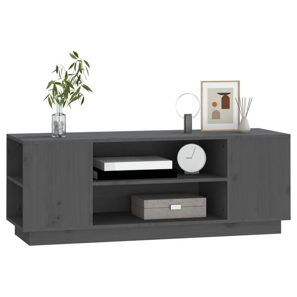 vidaXL Έπιπλο Τηλεόρασης Γκρι 110x35x40,5 εκ. από Μασίφ Ξύλο Πεύκου
