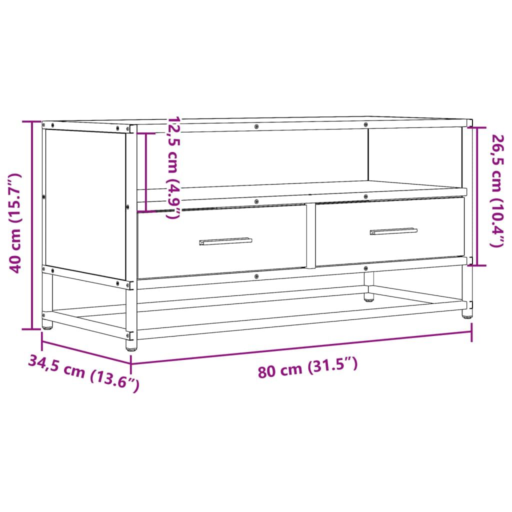 vidaXL Έπιπλο Τηλεόρασης Γκρι Sonoma 80x34,5x40 εκ. Επεξ. Ξύλο