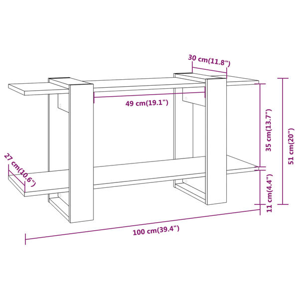 vidaXL Βιβλιοθήκη Ραφιέρα Γυαλ. Λευκό 100x30x51 εκ. Επεξεργασμένο Ξύλο