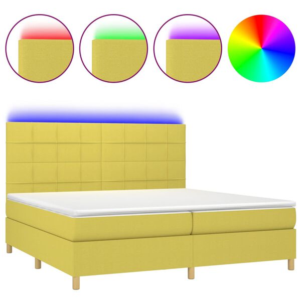 vidaXL &Kappa;&rho;&epsilon;&beta;ά&tau;&iota; Boxspring &mu;&epsilon; &Sigma;&tau;&rho;ώ&mu;&alpha; & LED &Pi;&rho;ά&sigma;&iota;&nu;&omicron; 200x200 &epsilon;&kappa; &Upsilon;&phi;&alpha;&sigma;&mu;ά&tau;&iota;&nu;&omicron;