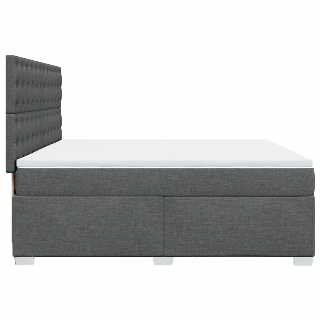 vidaXL Κρεβάτι Boxspring με Στρώμα Σκούρο Γκρι 180x200 εκ Υφασμάτιν