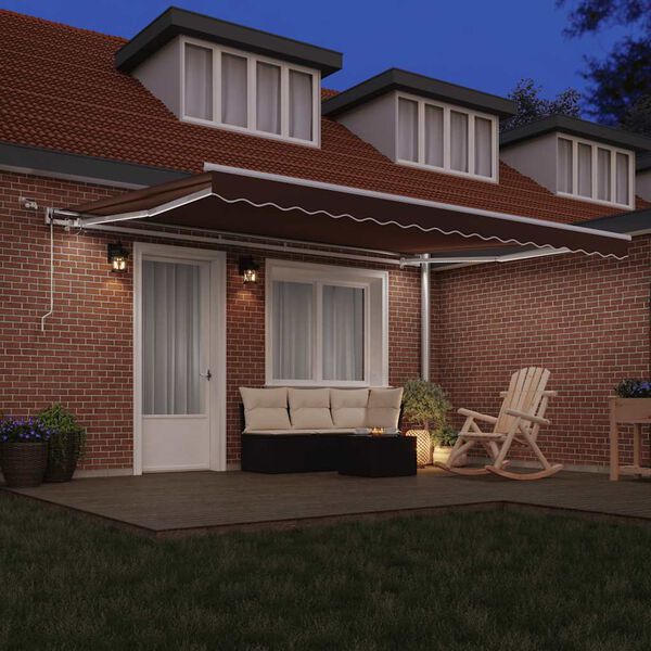 vidaXL Τέντα Πτυσσόμενη Αυτόματη με LED Καφέ 450x300 εκ.