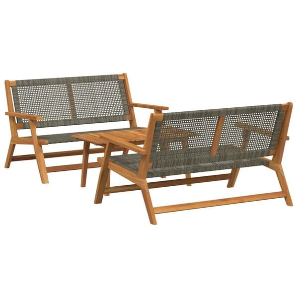 vidaXL Κήπου Καρέκλες με Τραπέζι 3 pcs Γκρι 90 x 45 x 40 cm