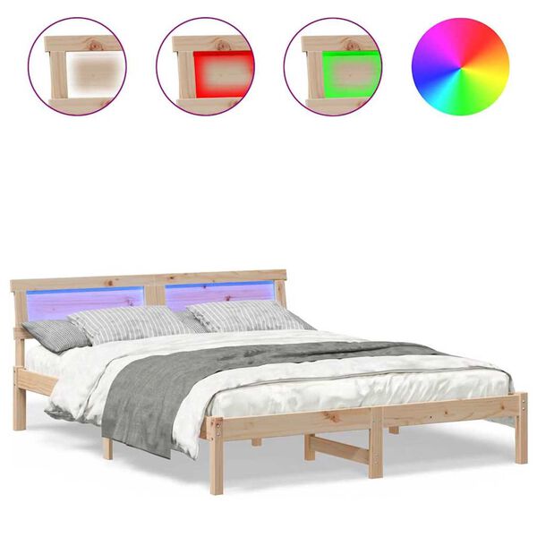 vidaXL Σκελετός Κρεβατιού Καφέ 150 x 200 cm Μασίφ ξύλο πεύκου