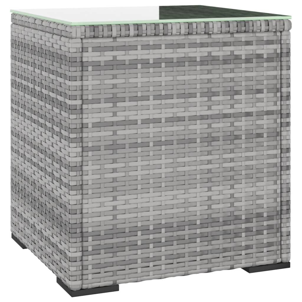 vidaXL Βοηθητικό Τραπεζάκι Γκρι 40x37x40,5εκ Συνθ Ρατάν/ Ψημένο Γυαλί