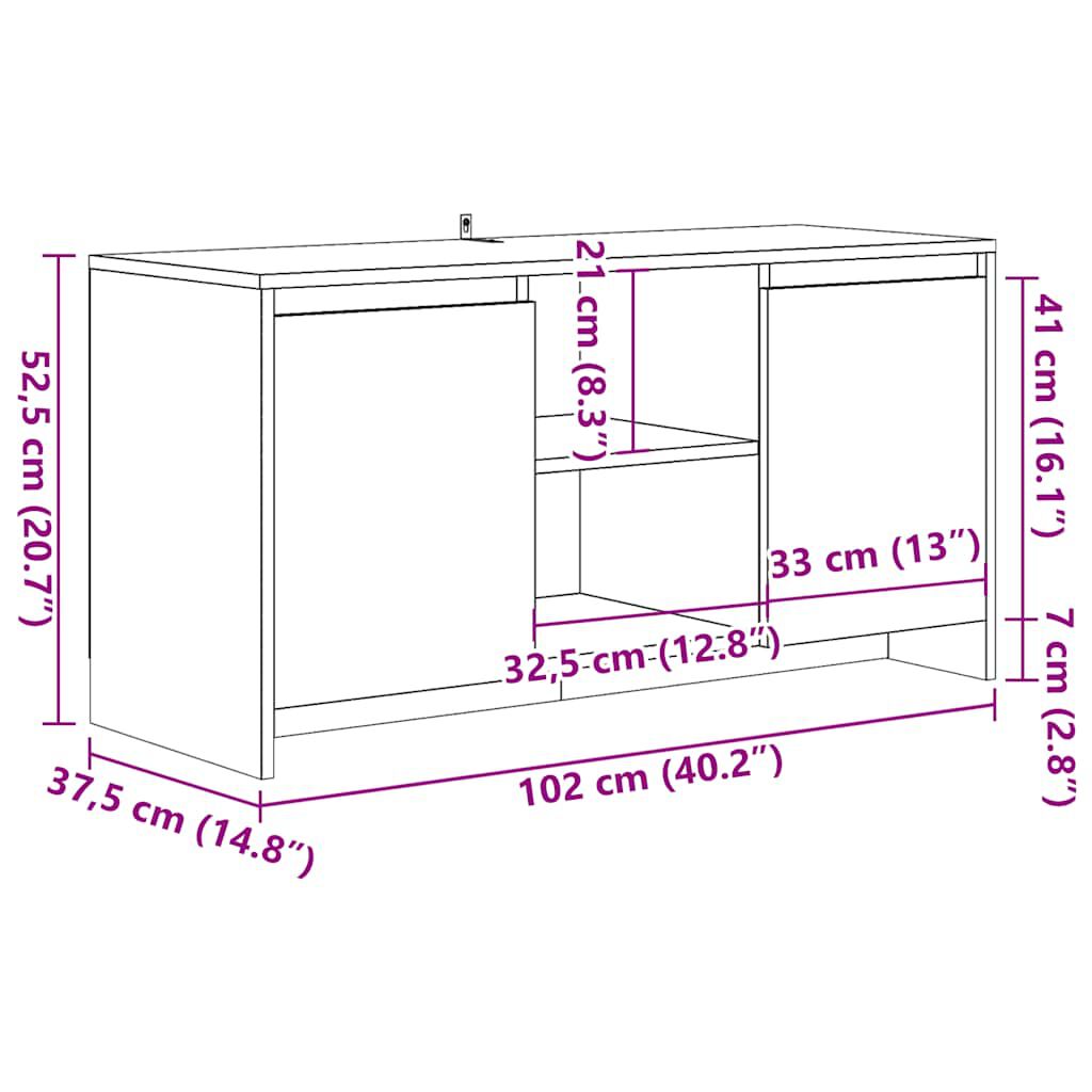 vidaXL Έπιπλο Τηλεόρασης Παλιό Ξύλο 102x37,5x52,5 εκ. Επεξεργ. Ξύλο