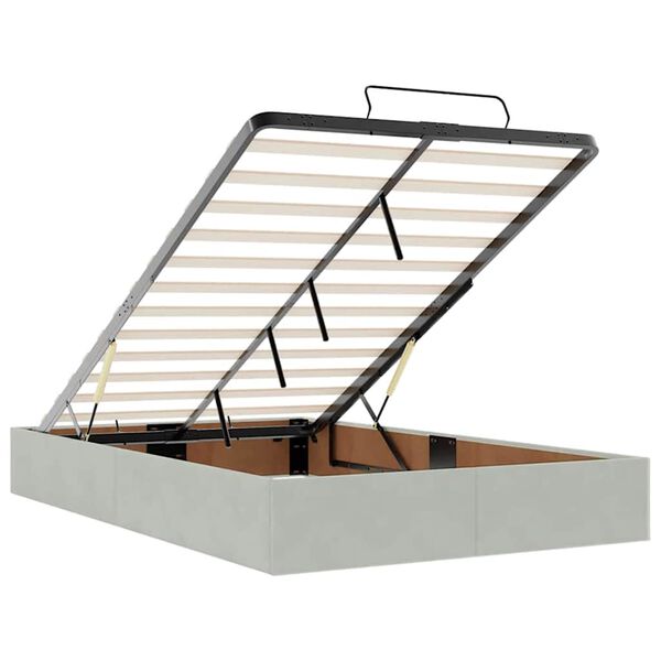 vidaXL Οθωμανικό κρεβάτι με στρώμα&LEDs Ανοιχτό γκρι 120x190cm Βελούδο