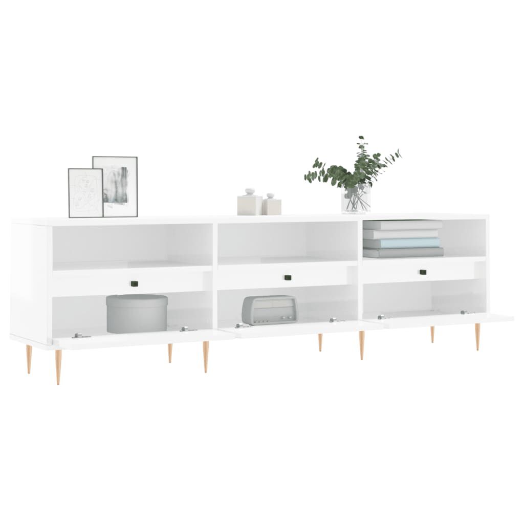 vidaXL Έπιπλο Τηλεόρασης Γυαλ. Λευκό 150x30x44,5 εκ Επεξεργασμένο Ξύλο