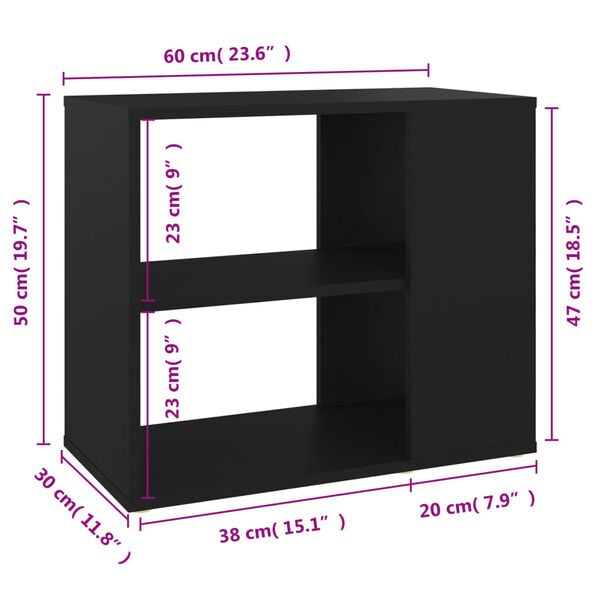 vidaXL Βοηθητικό Ντουλάπι Μαύρο 60 x 30 x 50 εκ. από Επεξ. Ξύλο