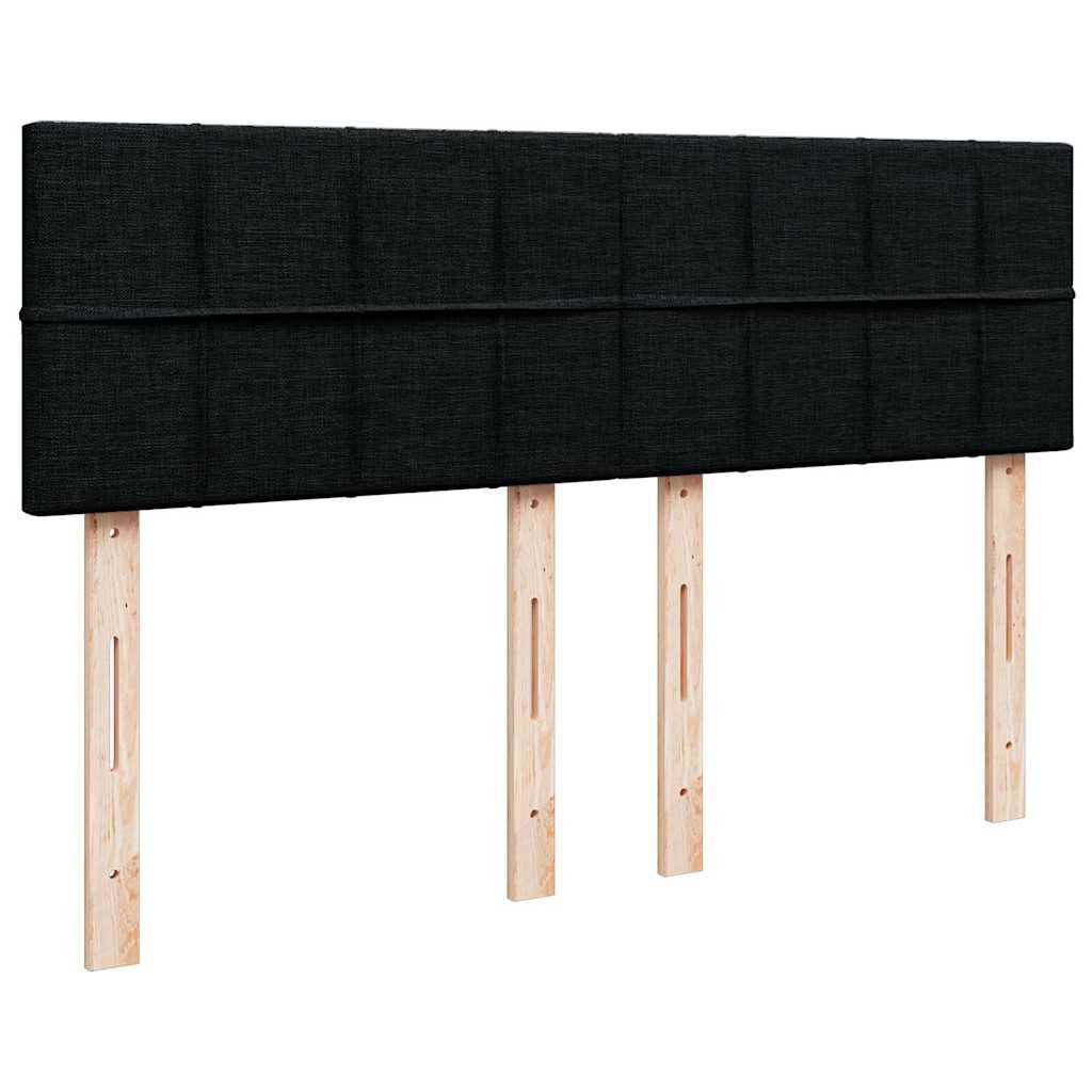 vidaXL Κρεβάτι Boxspring με Στρώμα Μαύρο 140x200 εκ. Υφασμάτινο