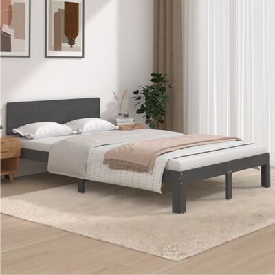 vidaXL Πλαίσιο Κρεβατιού Γκρι 120 x 200 εκ. από Μασίφ Ξύλο Πεύκου