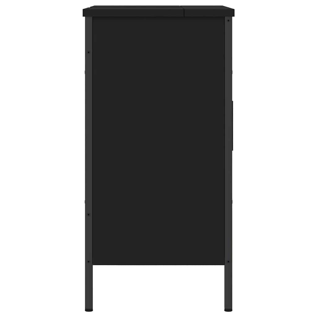 vidaXL Ντουλάπι Νιπτήρα Μπάνιου Μαύρο 60x30x60 εκ. Επεξεργασμένο Ξύλο
