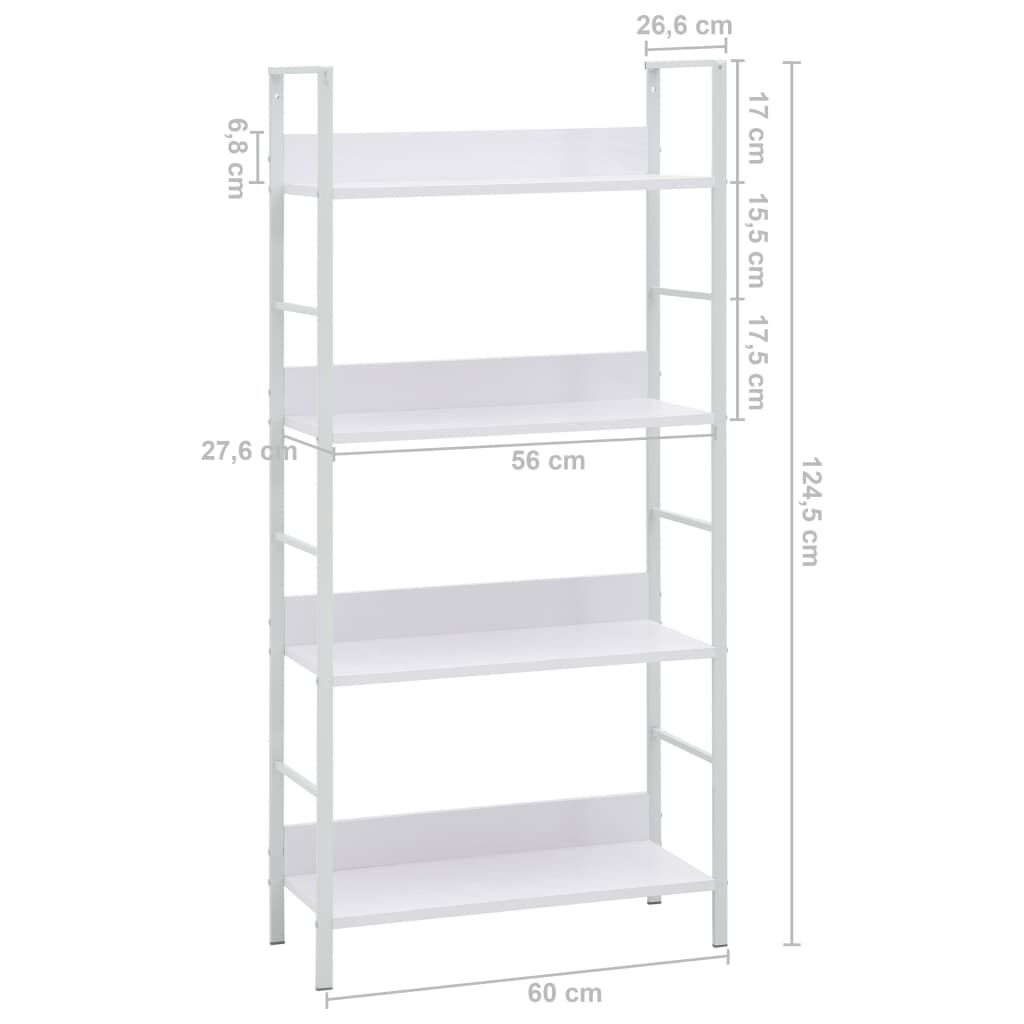 vidaXL Ραφιέρα 4 Επιπέδων Λευκή 60x27,6x124,5 εκ. Επεξεργασμένο Ξύλο