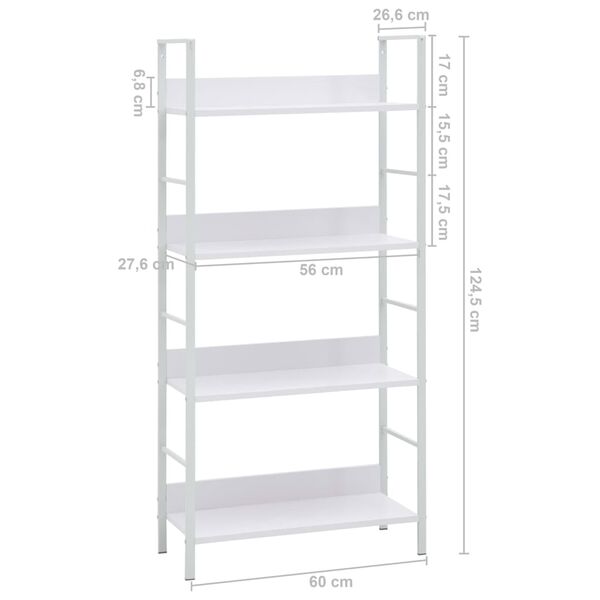 vidaXL Ραφιέρα 4 Επιπέδων Λευκή 60x27,6x124,5 εκ. Επεξεργασμένο Ξύλο