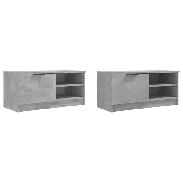 vidaXL Έπιπλα Τηλεόρασης 2 τεμ. Γκρι Σκυρ. 80x35x36,5 εκ. Επεξ. Ξύλο