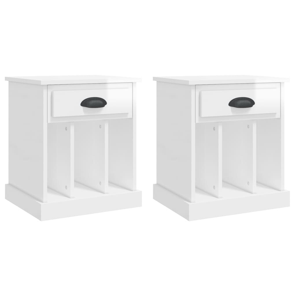 vidaXL Κομοδίνα 2 τεμ. Γυαλιστερό Λευκό 43x36x50 εκ.