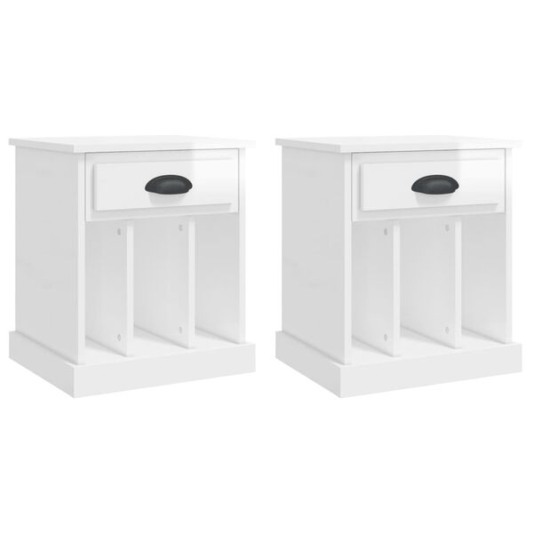 vidaXL Κομοδίνα 2 τεμ. Γυαλιστερό Λευκό 43x36x50 εκ.