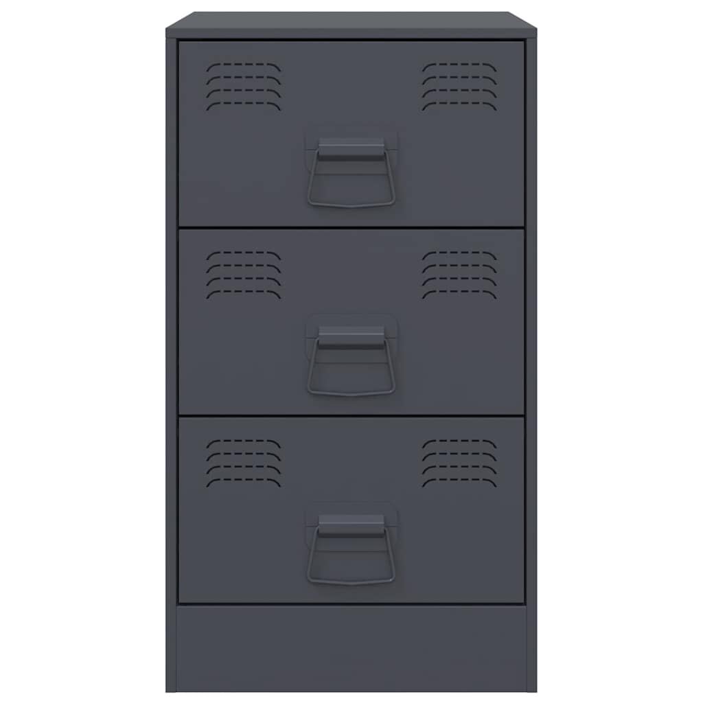 vidaXL Κομοδίνο Ανθρακί 34,5x39x62 εκ. από Χάλυβα