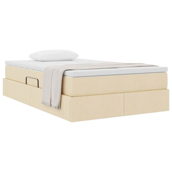 vidaXL Κρεβάτι με αποθηκευτικό χώρο και στρώμα Κρεμ 120 x 200 cm