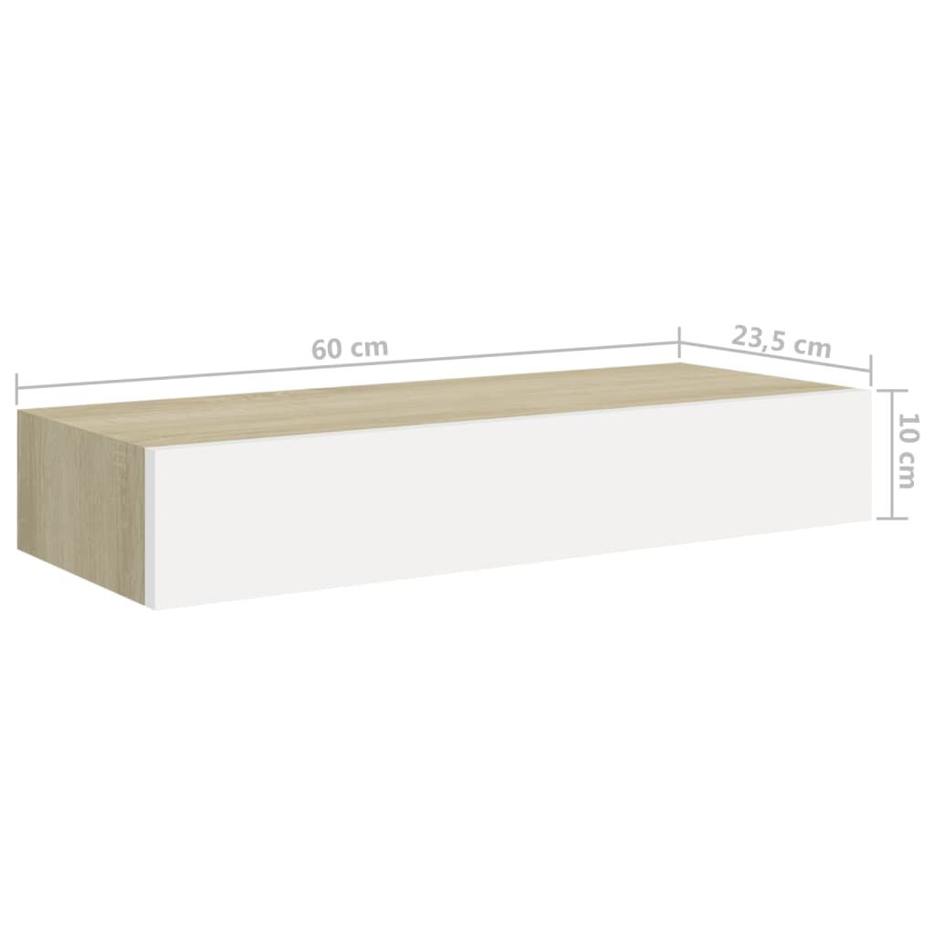 vidaXL Ράφια Τοίχου Συρτάρια 2 τεμ. Δρυς/Λευκό 60x23,5x10 εκ από MDF