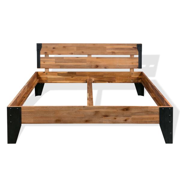 vidaXL Πλαίσιο Κρεβατιού 193 x 203 εκ. από Μασίφ Ξύλο Ακακίας/Ατσάλι