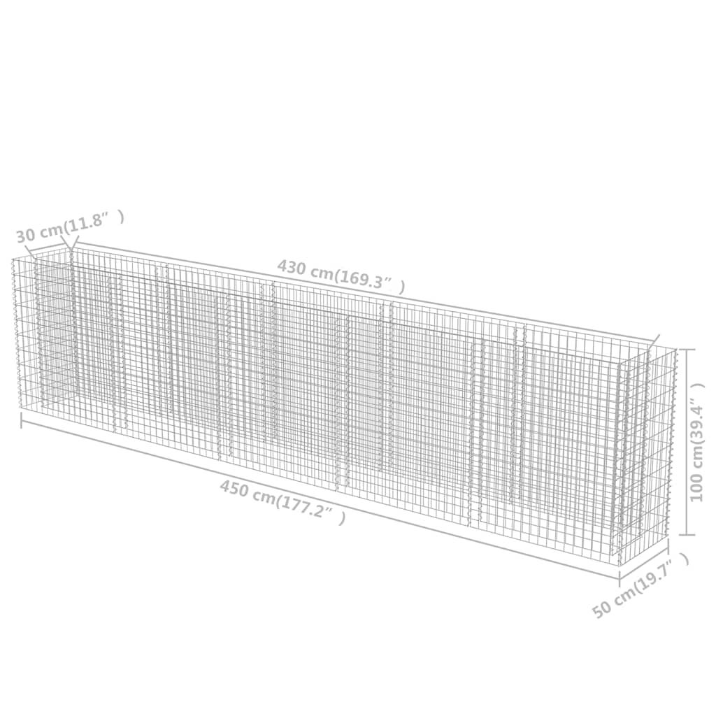 vidaXL Συρματοκιβώτιο-Γλάστρα Υπερυψωμένη 450x50x100 εκ. Γαλβ. Χάλυβας