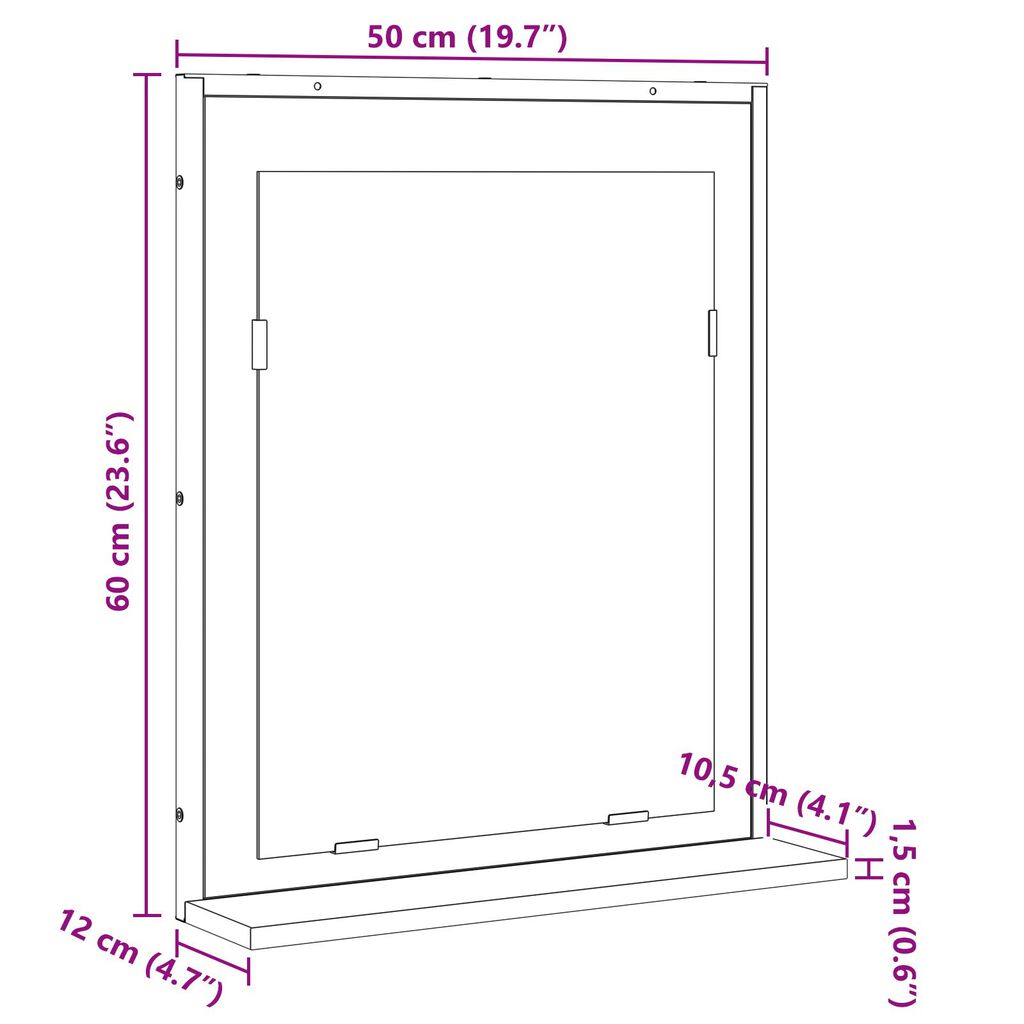 Καθρέφτης μπάνιου vidaXL με ράφι Sonoma Oak 50x12x60 εκ. Επεξεργασμένο ξύλο