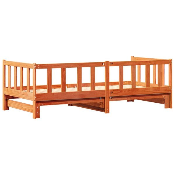 vidaXL κρεβάτι ημέρας με κρεβάτι κάτω καφέ 180x200 εκ. Μασίφ ξύλο πεύκου
