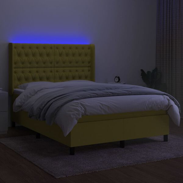 vidaXL &Kappa;&rho;&epsilon;&beta;ά&tau;&iota; Boxspring &mu;&epsilon; &Sigma;&tau;&rho;ώ&mu;&alpha; & LED &Pi;&rho;ά&sigma;&iota;&nu;&omicron; 140x190 &epsilon;&kappa; &Upsilon;&phi;&alpha;&sigma;&mu;ά&tau;&iota;&nu;&omicron;