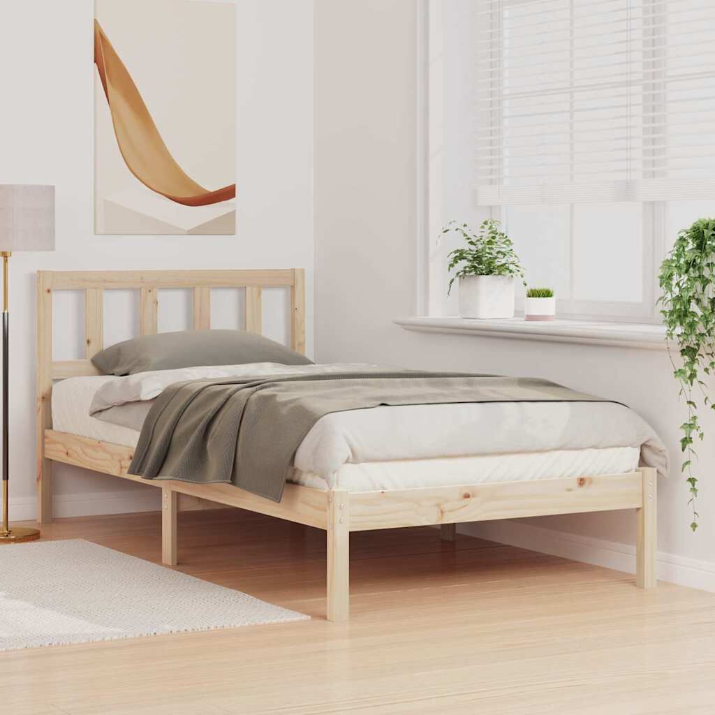 vidaXL Σκελετός Κρεβατιού Καφέ 75 x 190 cm Μασίφ ξύλο πεύκου