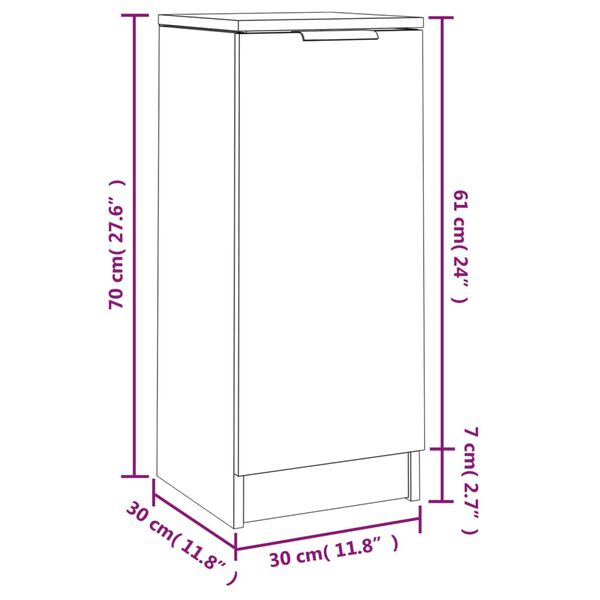vidaXL Ντουλάπια 2 τεμ. Γκρι Σκυροδέματος 30x30x70 εκ. Επεξεργ. Ξύλο